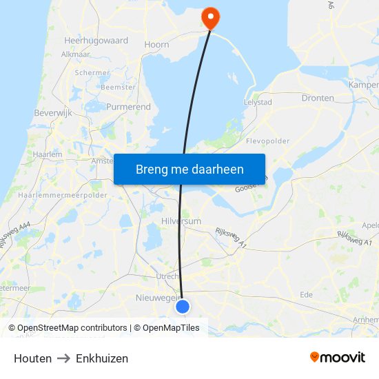 Houten to Enkhuizen map