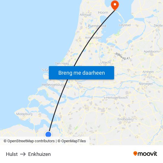 Hulst to Enkhuizen map