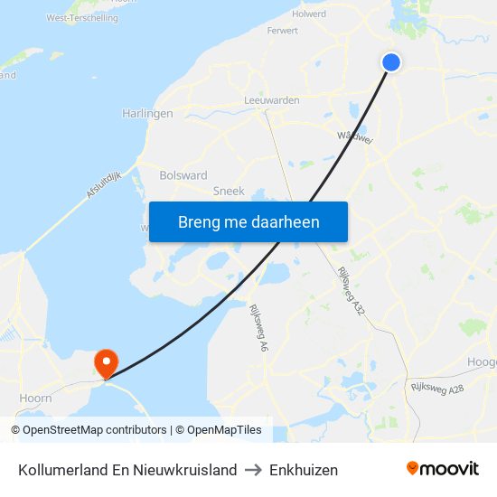 Kollumerland En Nieuwkruisland to Enkhuizen map