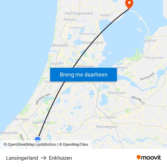 Lansingerland to Enkhuizen map