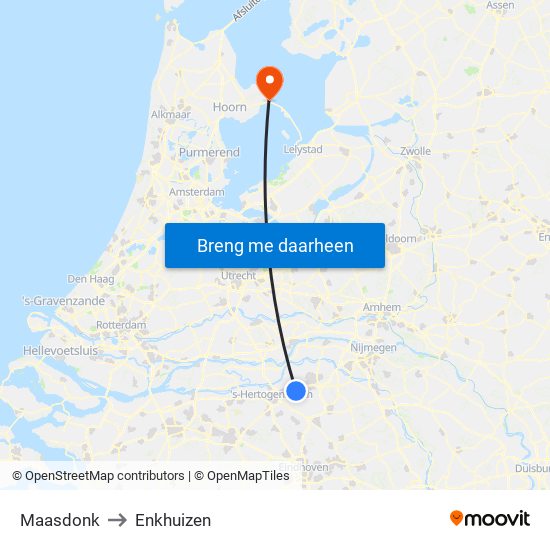 Maasdonk to Enkhuizen map