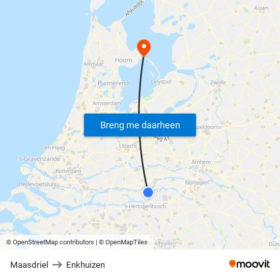 Maasdriel to Enkhuizen map