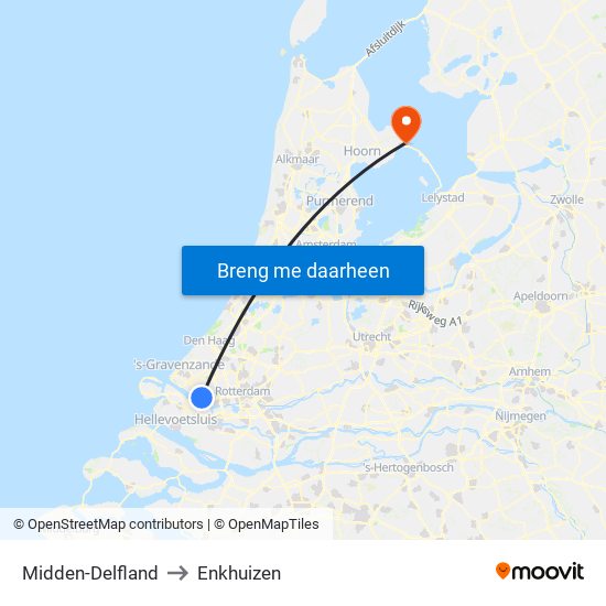 Midden-Delfland to Enkhuizen map