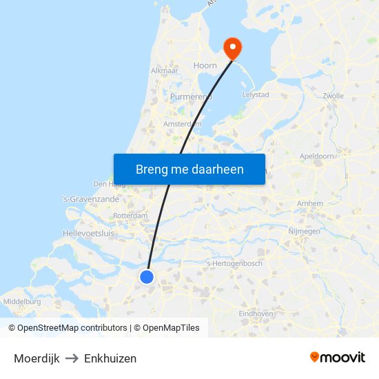 Moerdijk to Enkhuizen map
