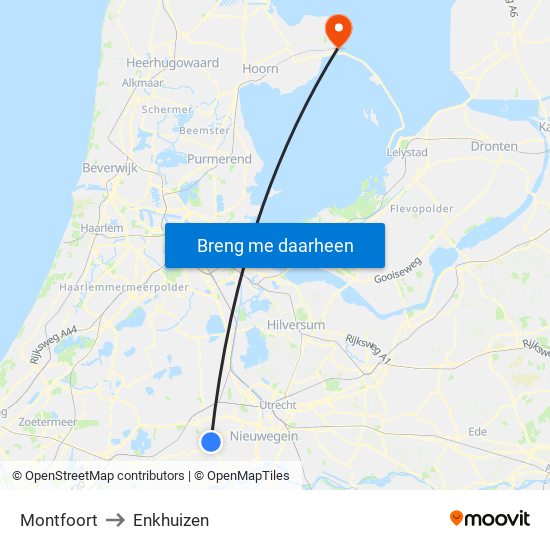 Montfoort to Enkhuizen map