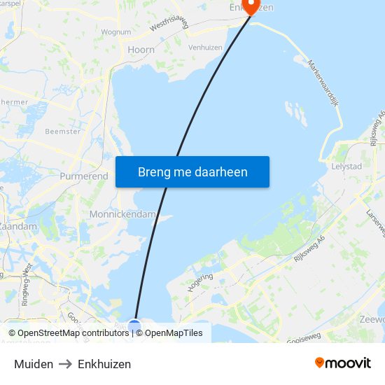 Muiden to Enkhuizen map