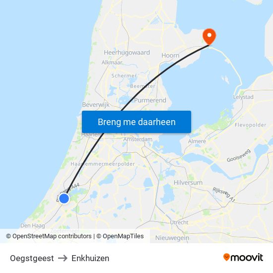 Oegstgeest to Enkhuizen map