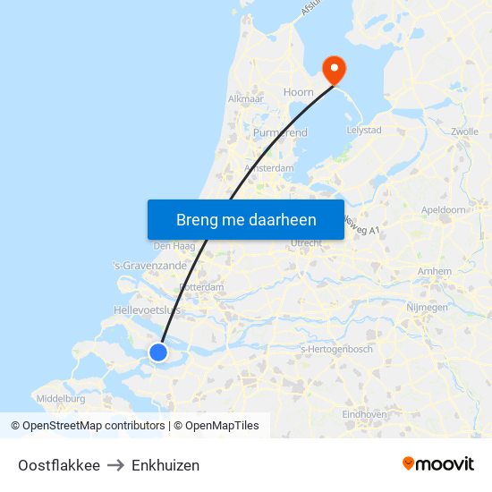 Oostflakkee to Enkhuizen map
