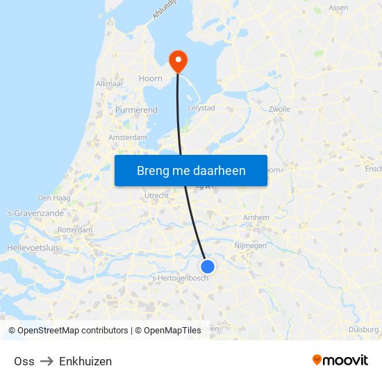 Oss to Enkhuizen map