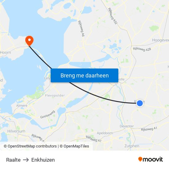 Raalte to Enkhuizen map