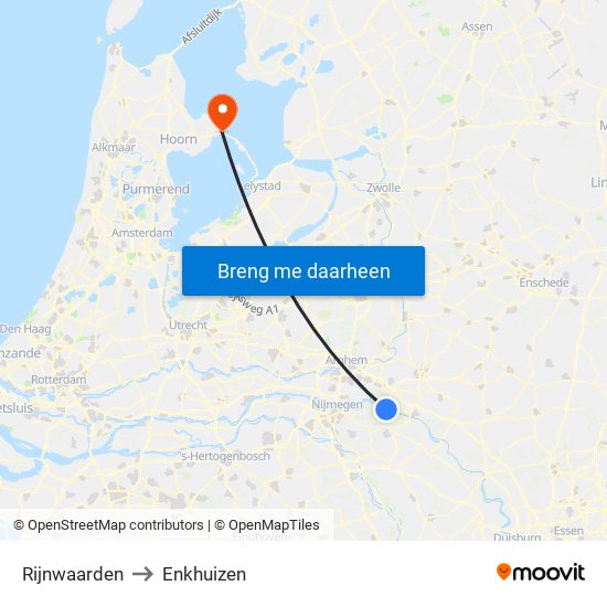 Rijnwaarden to Enkhuizen map
