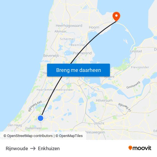 Rijnwoude to Enkhuizen map