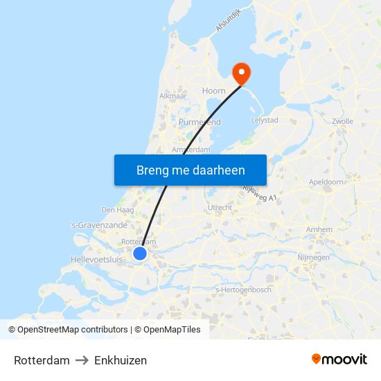 Rotterdam to Enkhuizen map