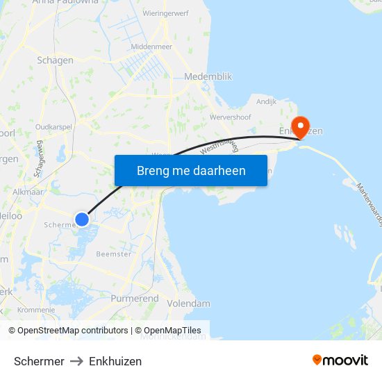 Schermer to Enkhuizen map