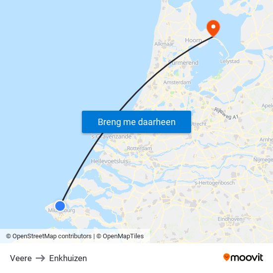 Veere to Enkhuizen map