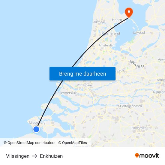 Vlissingen to Enkhuizen map