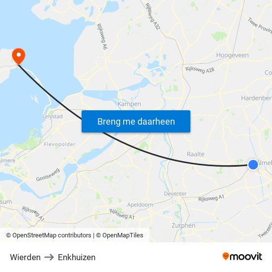 Wierden to Enkhuizen map