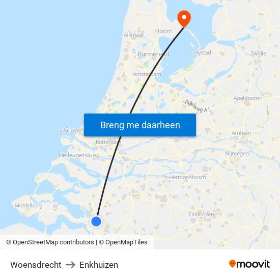 Woensdrecht to Enkhuizen map