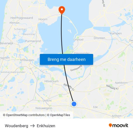 Woudenberg to Enkhuizen map