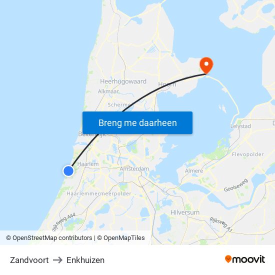 Zandvoort to Enkhuizen map