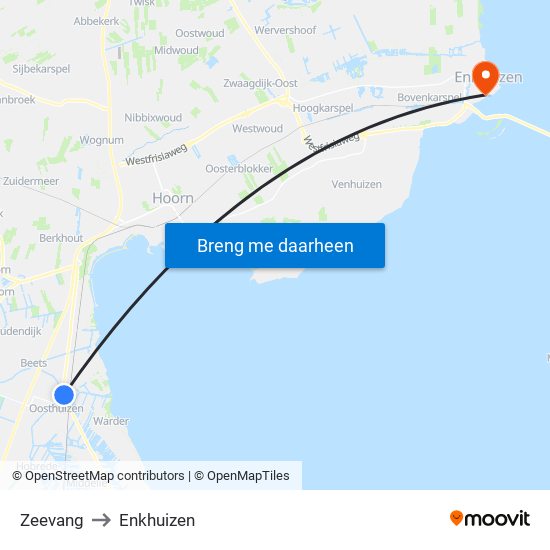 Zeevang to Enkhuizen map