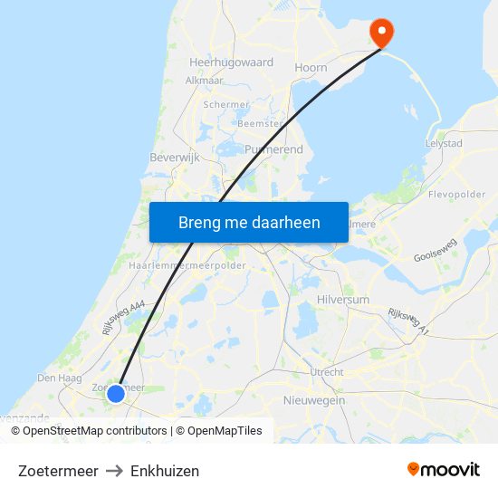 Zoetermeer to Enkhuizen map