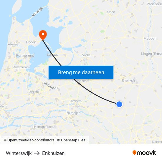 Winterswijk to Enkhuizen map