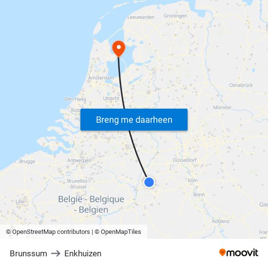 Brunssum to Enkhuizen map