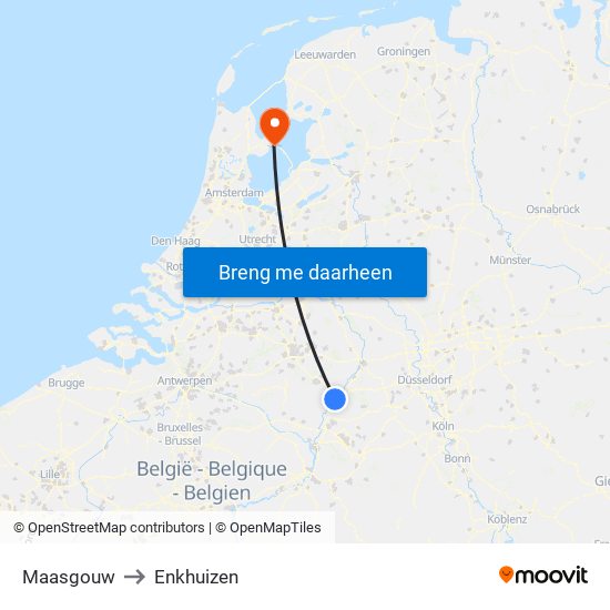 Maasgouw to Enkhuizen map