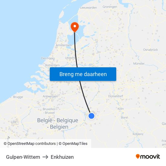 Gulpen-Wittem to Enkhuizen map