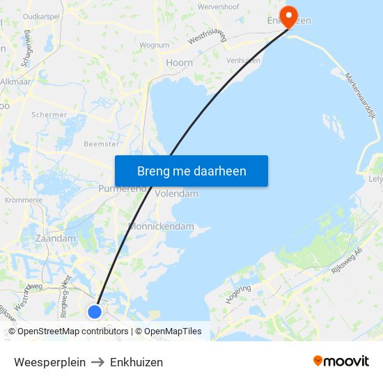 Weesperplein to Enkhuizen map