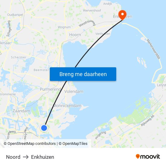 Noord to Enkhuizen map