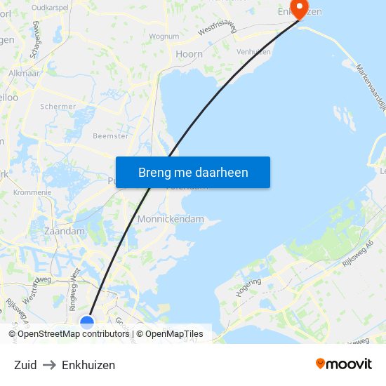 Zuid to Enkhuizen map