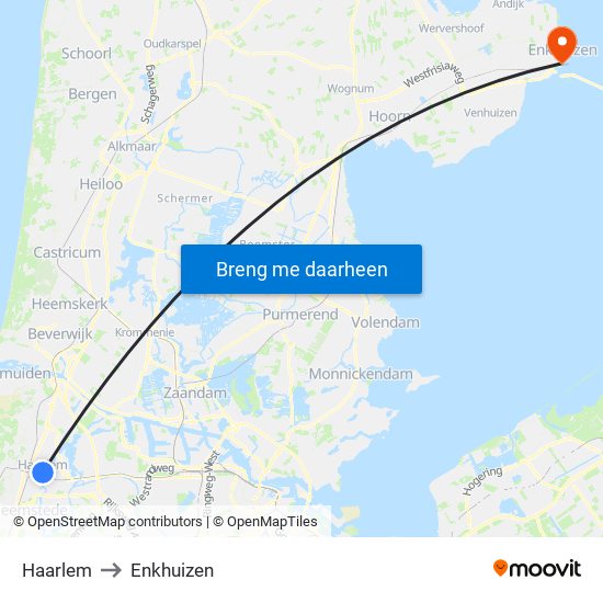 Haarlem to Enkhuizen map
