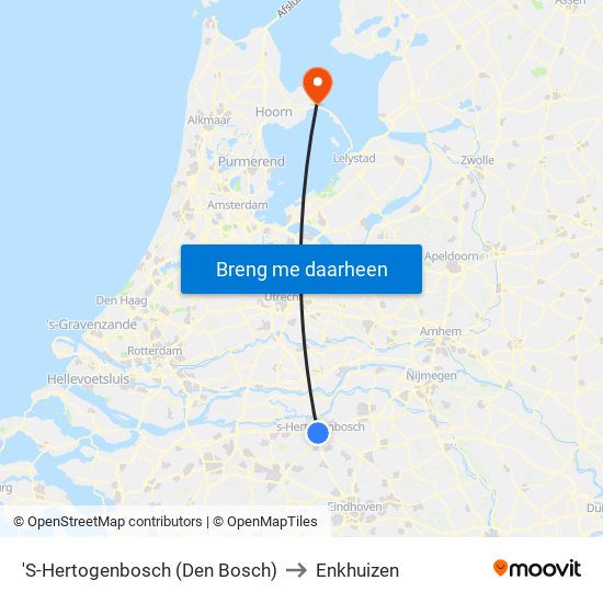 'S-Hertogenbosch (Den Bosch) to Enkhuizen map
