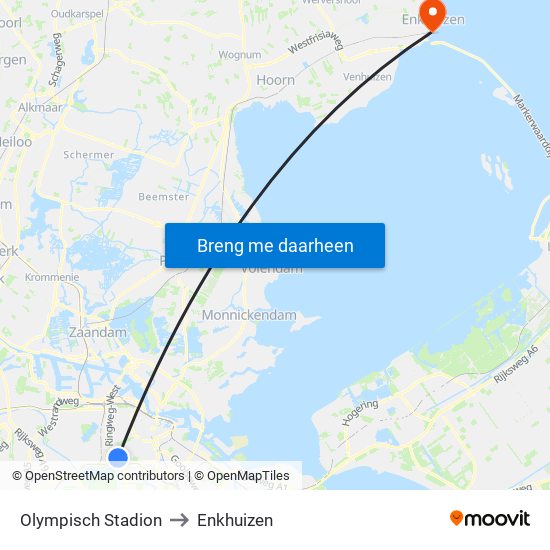 Olympisch Stadion to Enkhuizen map
