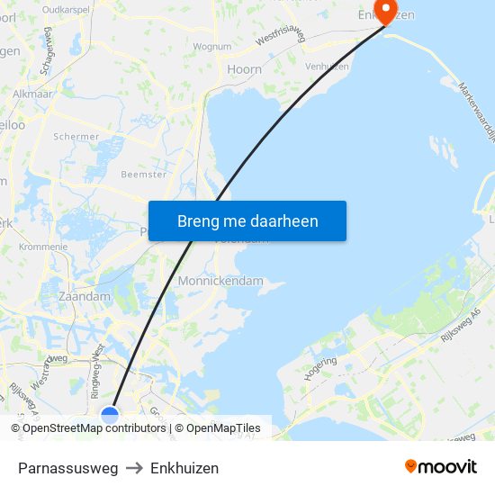 Parnassusweg to Enkhuizen map