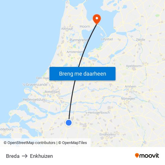 Breda to Enkhuizen map