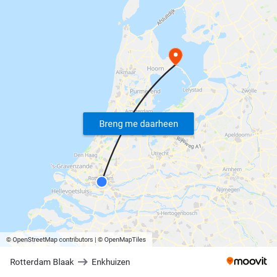 Rotterdam Blaak to Enkhuizen map