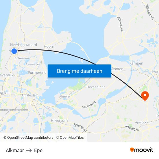 Alkmaar to Epe map