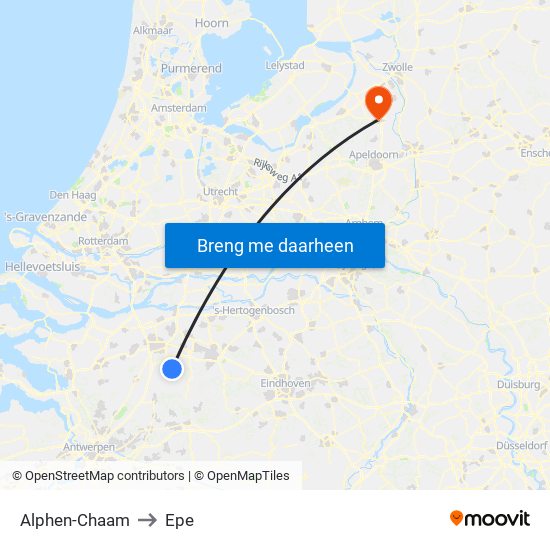 Alphen-Chaam to Epe map