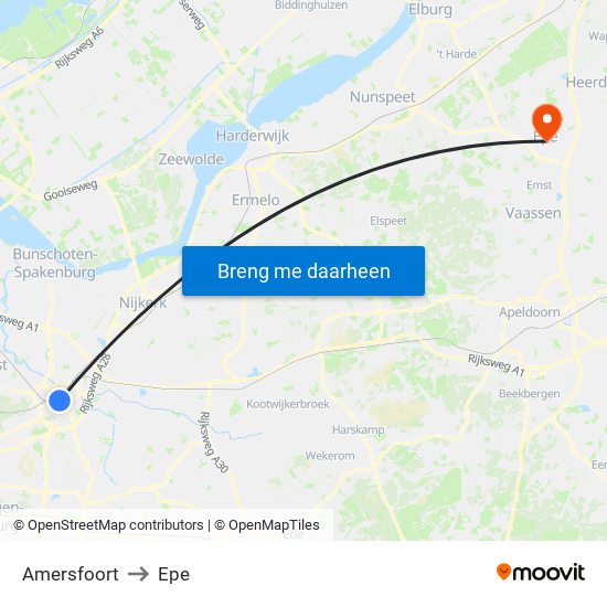 Amersfoort to Epe map