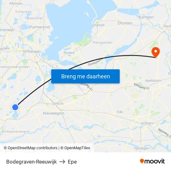 Bodegraven-Reeuwijk to Epe map