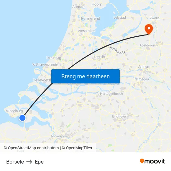 Borsele to Epe map
