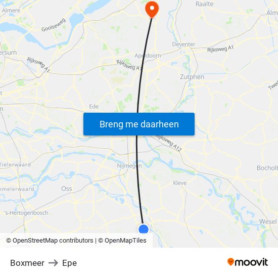 Boxmeer to Epe map