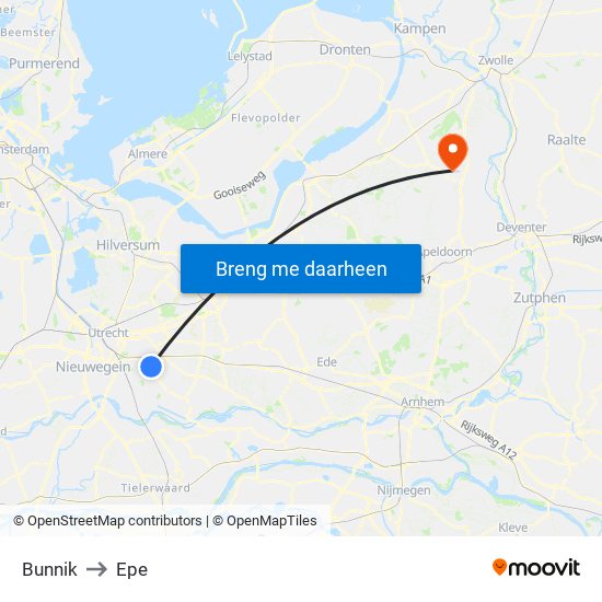 Bunnik to Epe map