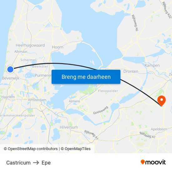 Castricum to Epe map