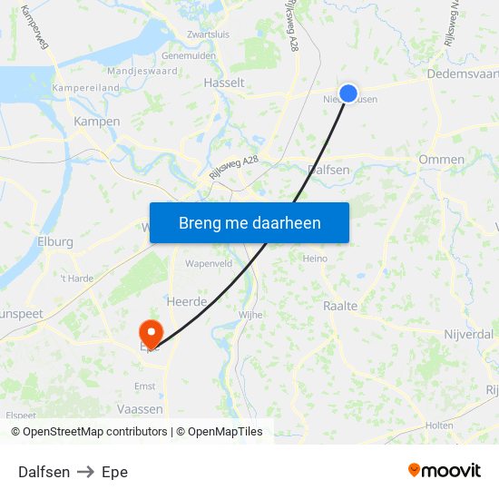 Dalfsen to Epe map