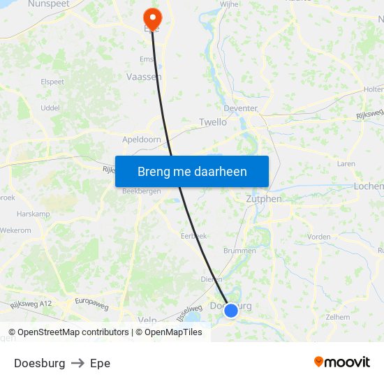 Doesburg to Epe map