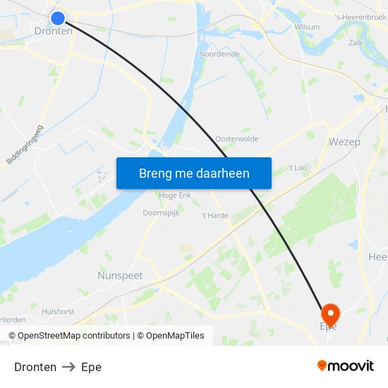 Dronten to Epe map